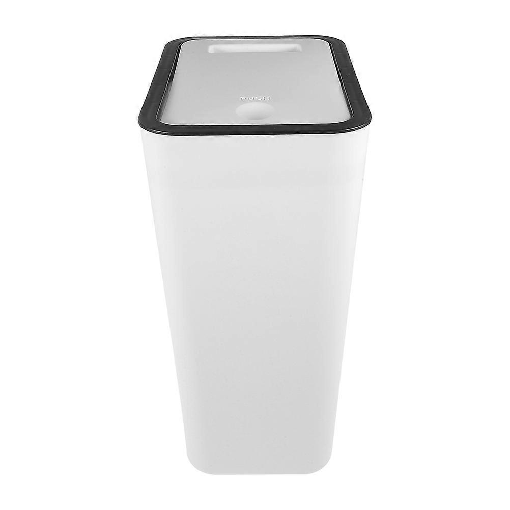 Home Press Lid Trash Can with Lid Plastic Garbage Bucket White