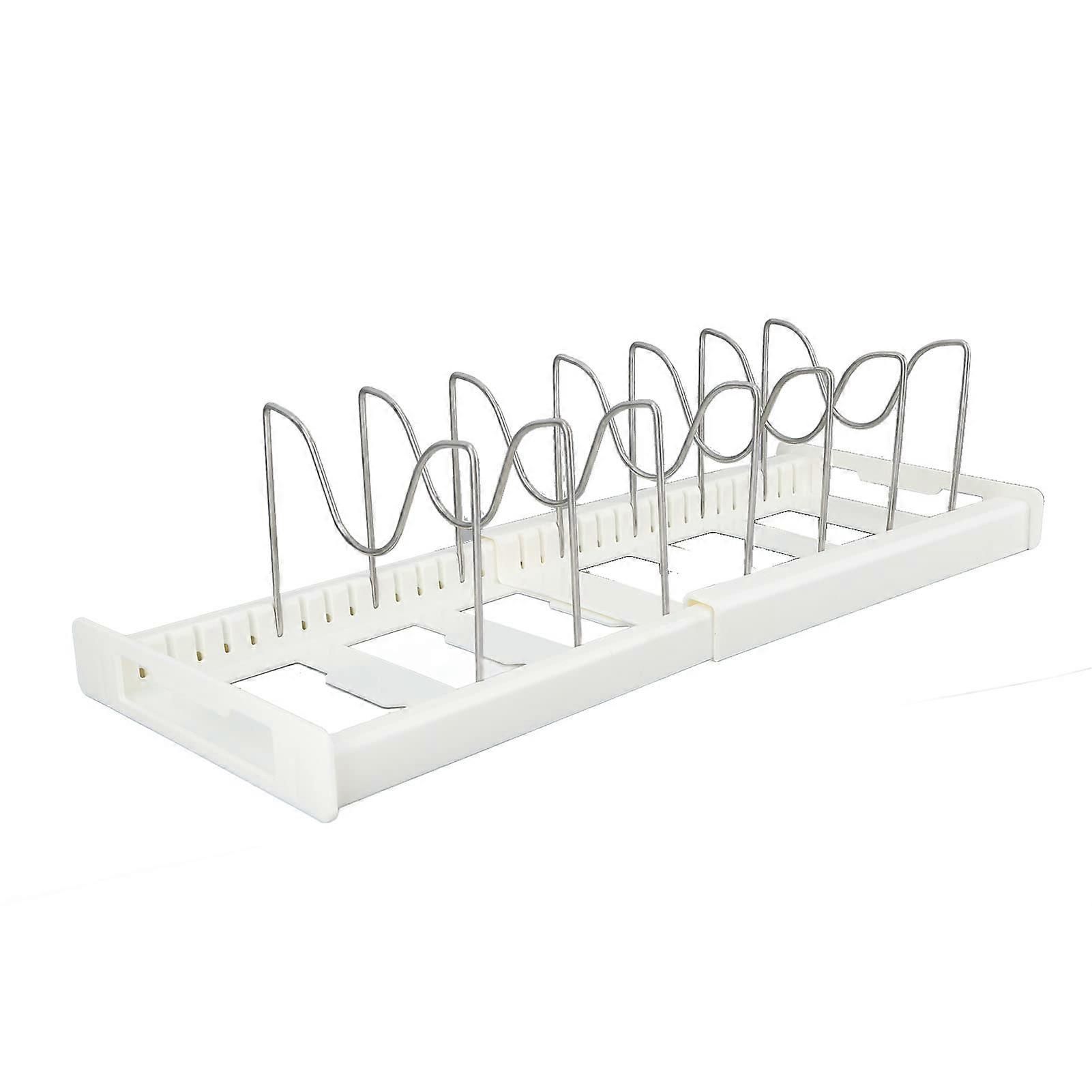 Adjustable Pot Lid Organizer with AntiSlip Support and Stainless Steel Frame for Kitchen Storage