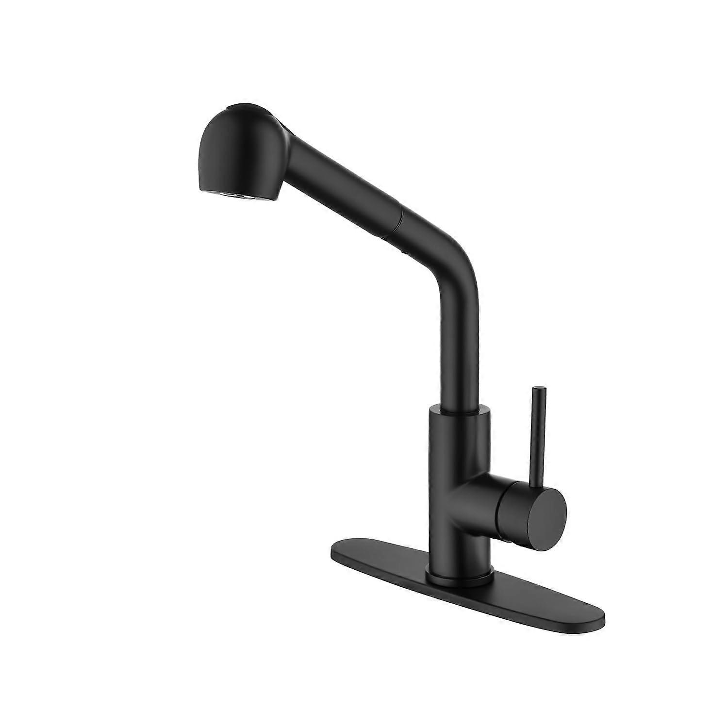 Matte Black Single Handle Pull Down Kitchen Faucet with 360° Rotation and Dual Water Modes