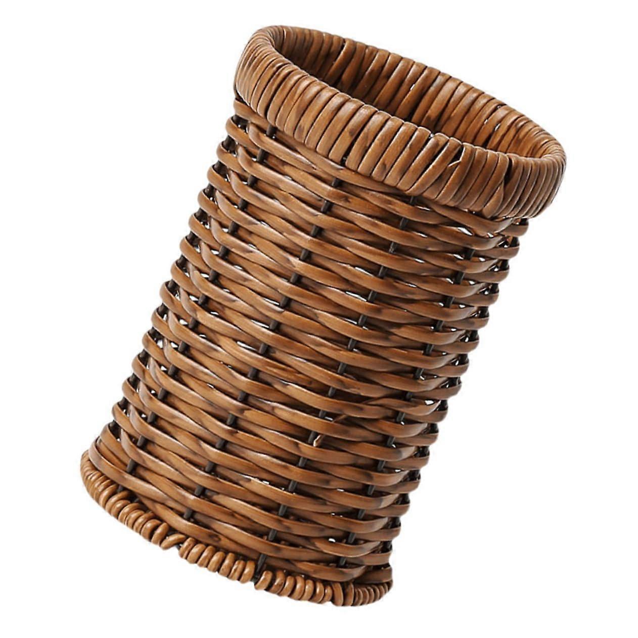Cutlery Holder Woven Basket Utensil Organizer for Kitchen Countertop with Rustic Vertical Design