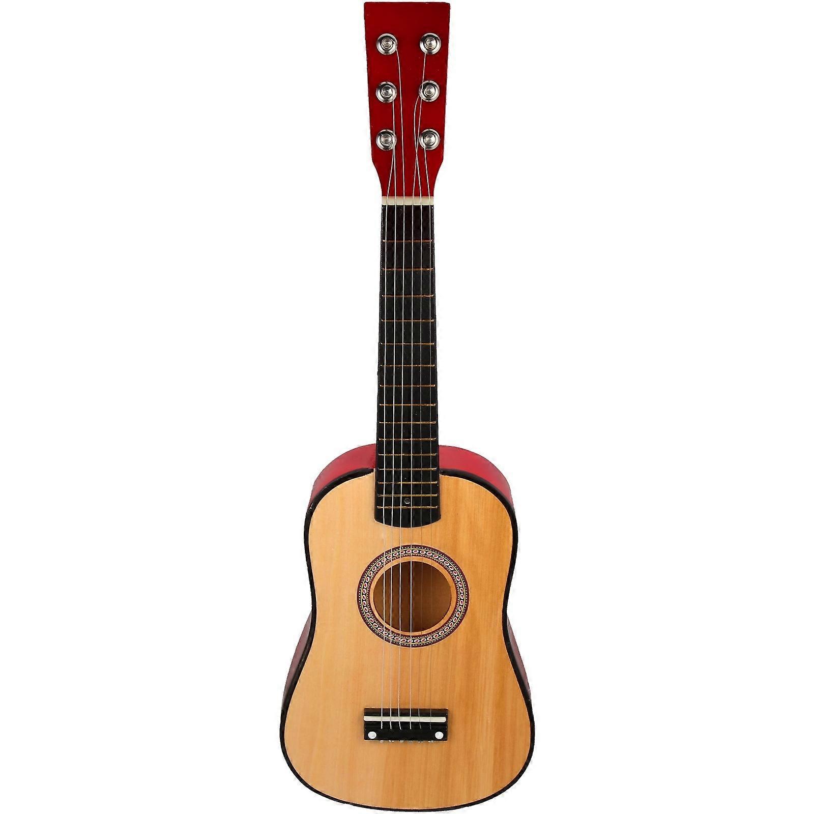 23 tums Folk Akustisk Gitarr Nybörjare Musikinstrument 6-strängad gitarr (Träfärg)