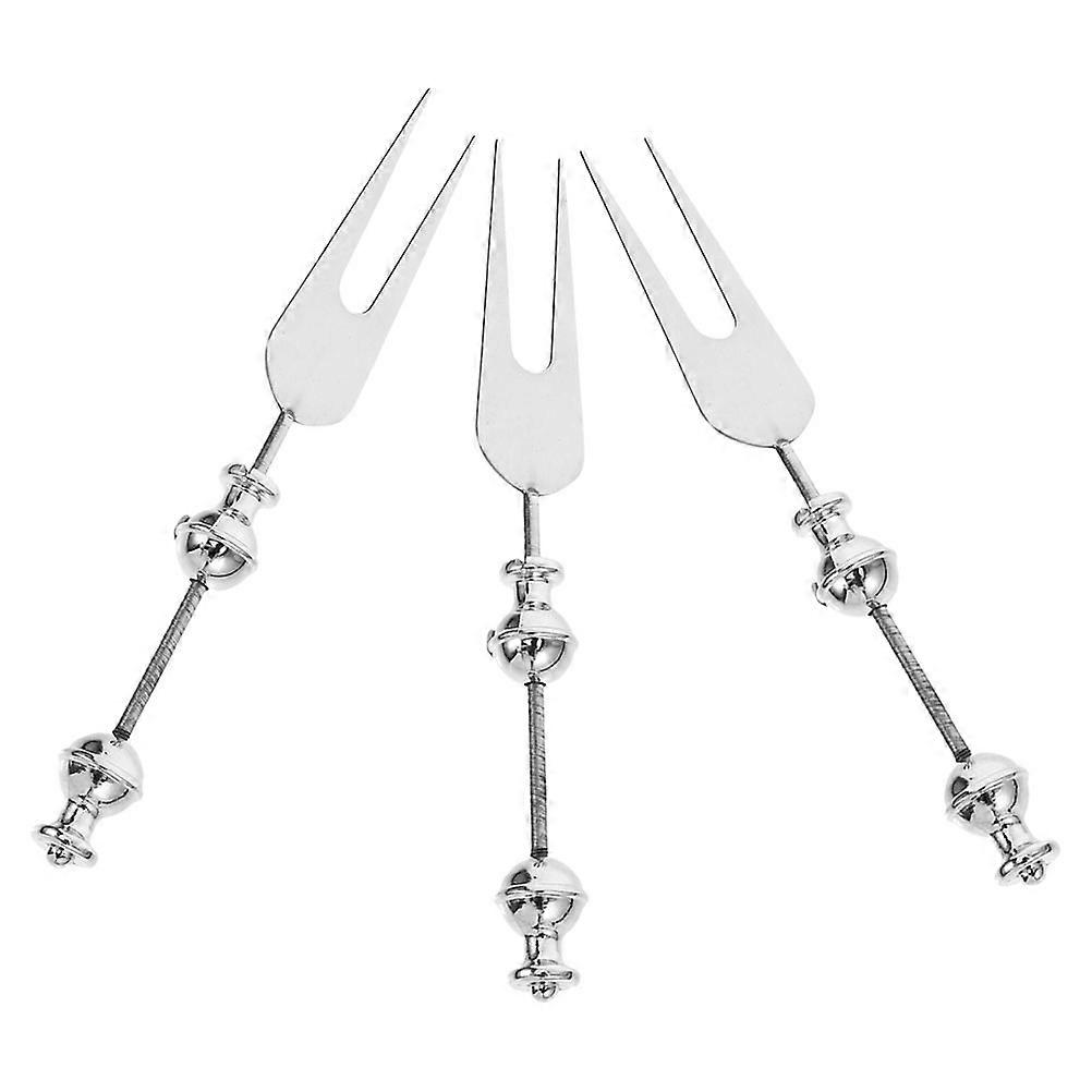 Stainless Steel Fruit Forks 3Pcs Silver Set for Home Dining Use