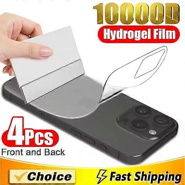 4pcs Hydrogel Screen & Back Film for compatible with iPhone 16 15 14 13 12 11 Pro Max Mini XR X XS MAX Plus – Not Glass