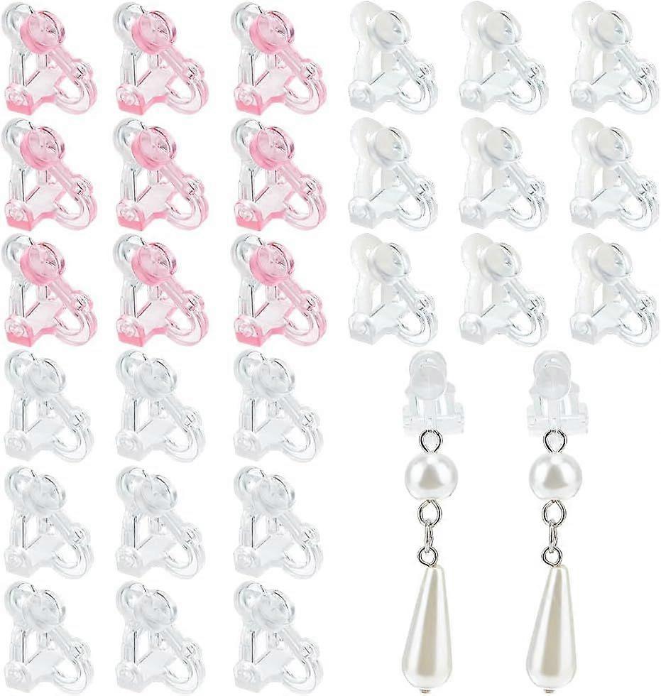 60pcs Clip-on Earring Converter 3 Color Resin Earring Findings Transparent Stud Earrings Components with Loop for Ears DIY Dangle Earrings