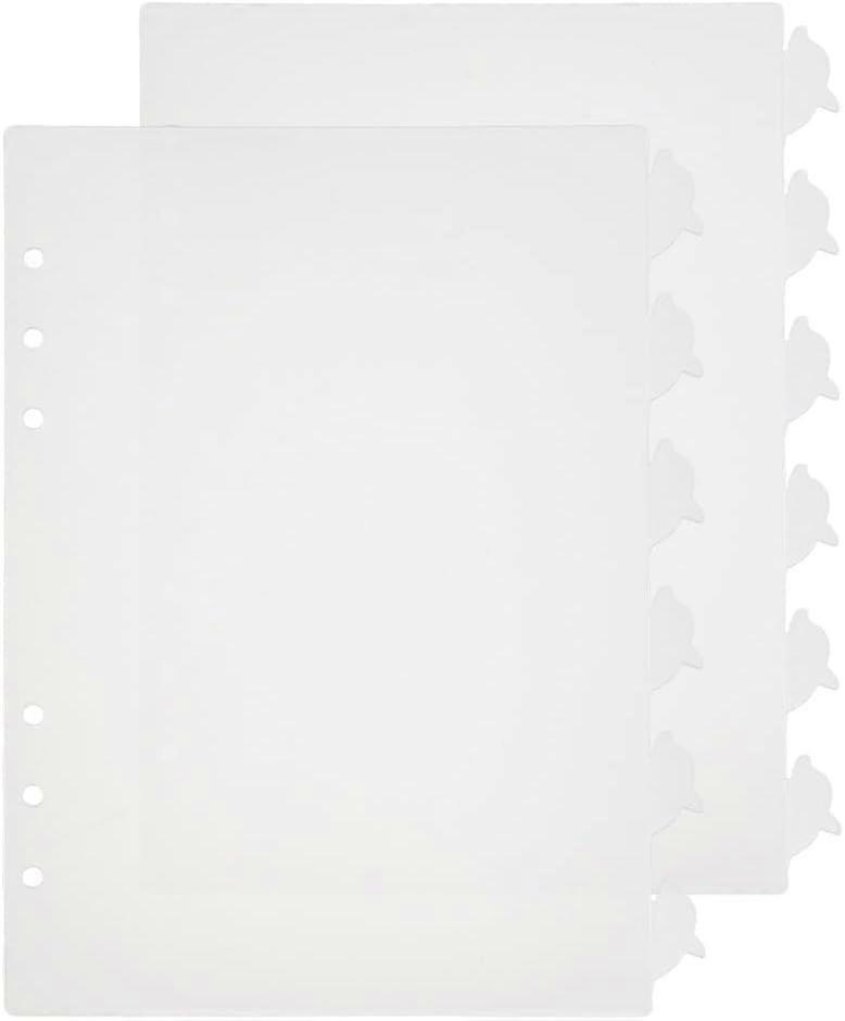 12 Sheets A5 Index Binder Dividers Frosted Clear Plastic Binder Dividers with 6 Dolphin Tabs A5 Tab Pages 6 Holes Ring Index Pages for Planner Noteboo