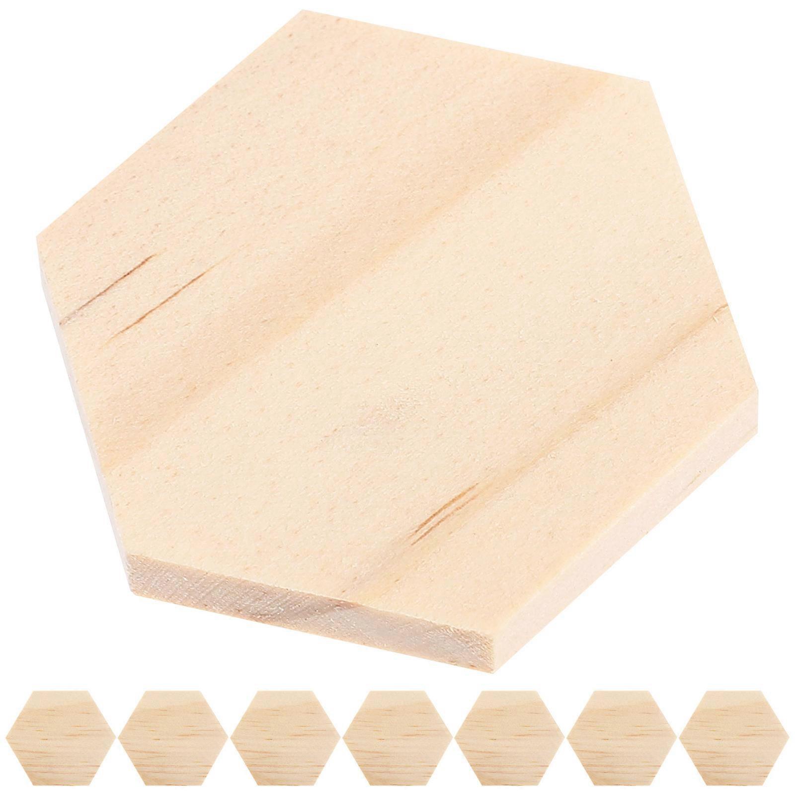 Khaki Hexagon Wood Slices for Creative DIY Projects 25Pcs Blank Pieces