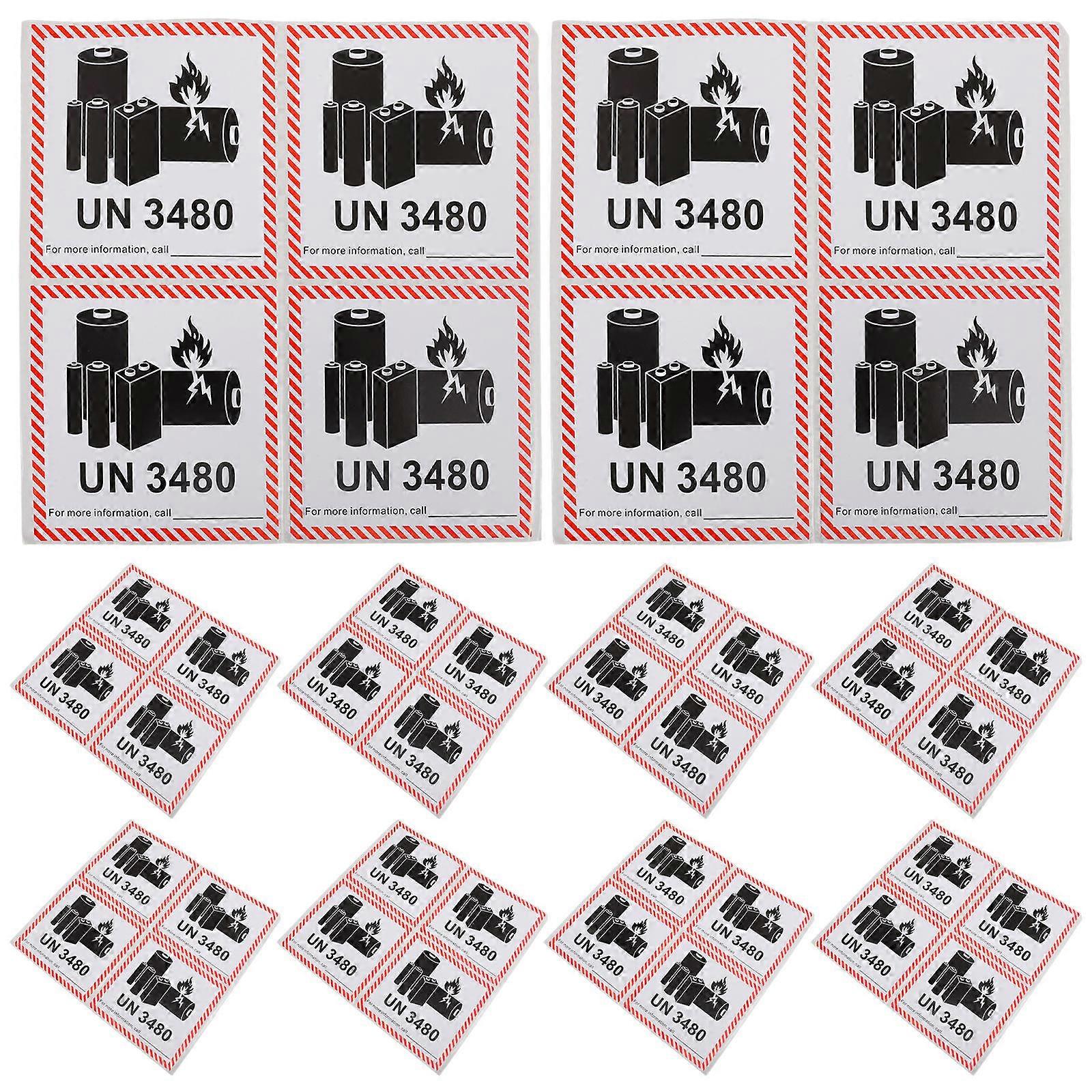 Copper Lithium Battery Warning Labels Fire Safety Stickers for 100Pcs Packaging