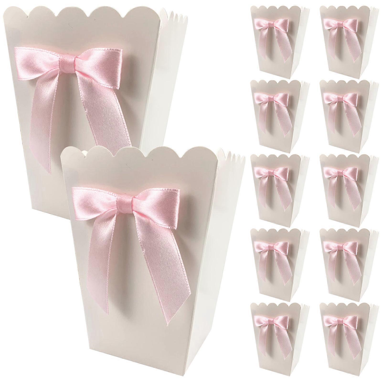 Popcorn Boxes Bow White Popcorn Boxes for Storage Use 12Pcs Candy Snack