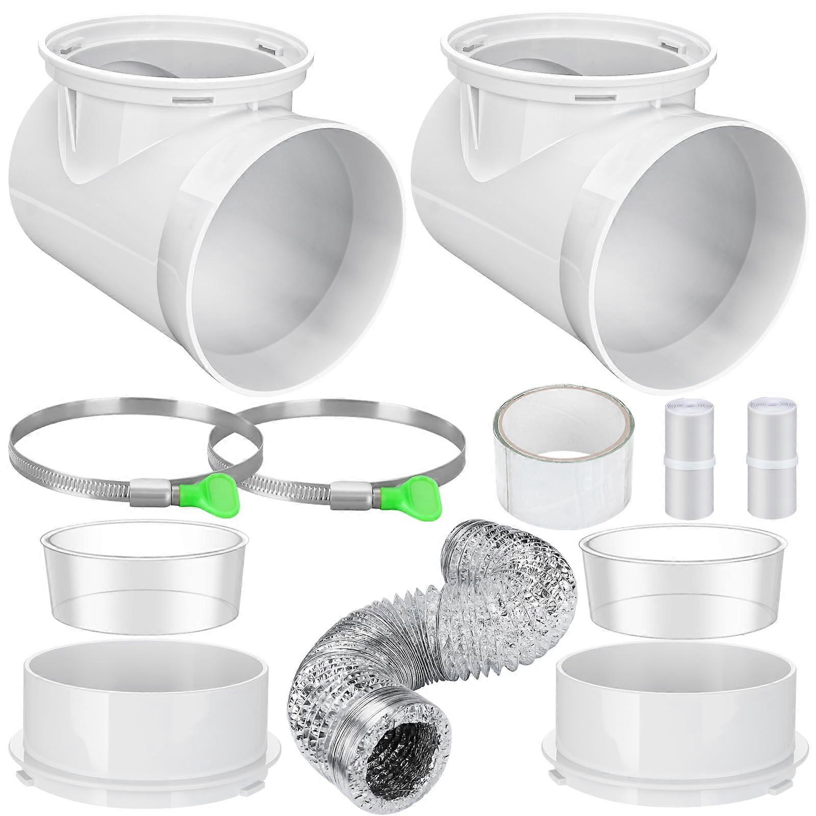 90 Degree Dryer Vent Elbow 2 Pack with 4 Inch Hose 10ft, Space Saving LeakProof Connector Kit