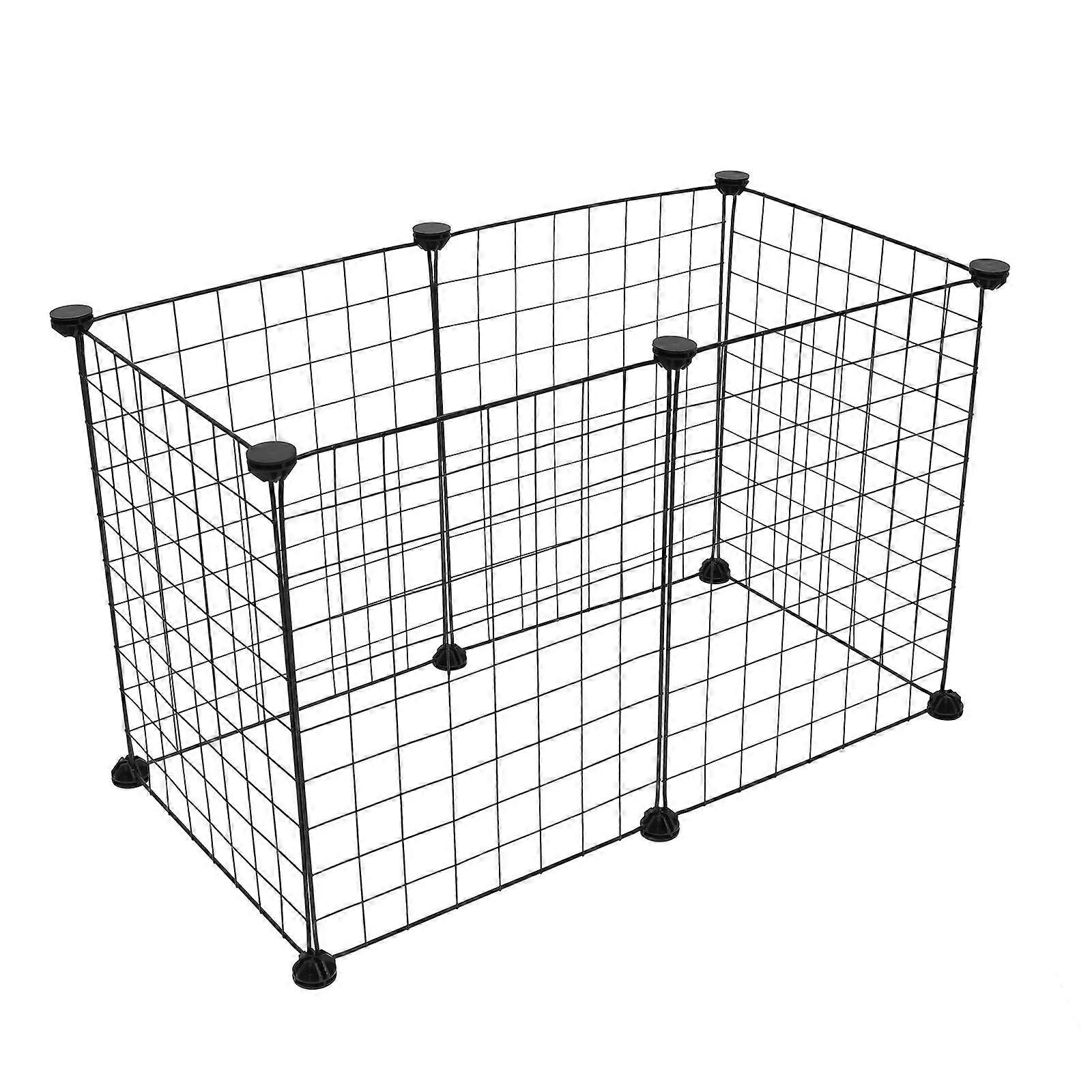 Black Iron Wire Cat Cage for Pet Use Large Space DIY Wire Crate with Polished Edges 1 Set
