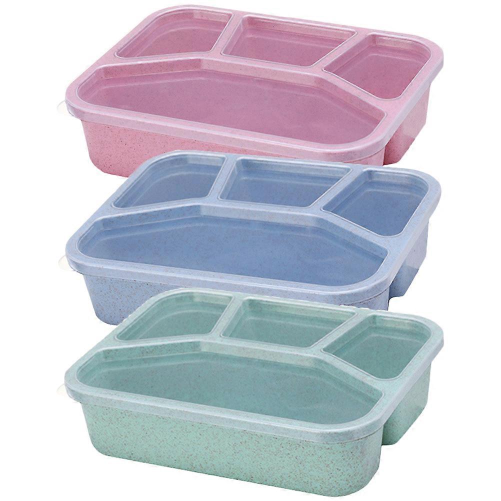 Compartment Lunch Box 3Pcs Bento Container For Family Use Modern Nordic Style Food Prep