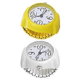 Worgeous 2pcs Ring Watches for Women and Men Stylish Quartz Fashion Finger Watch Decorative Pocket Watch Trendy Ring
