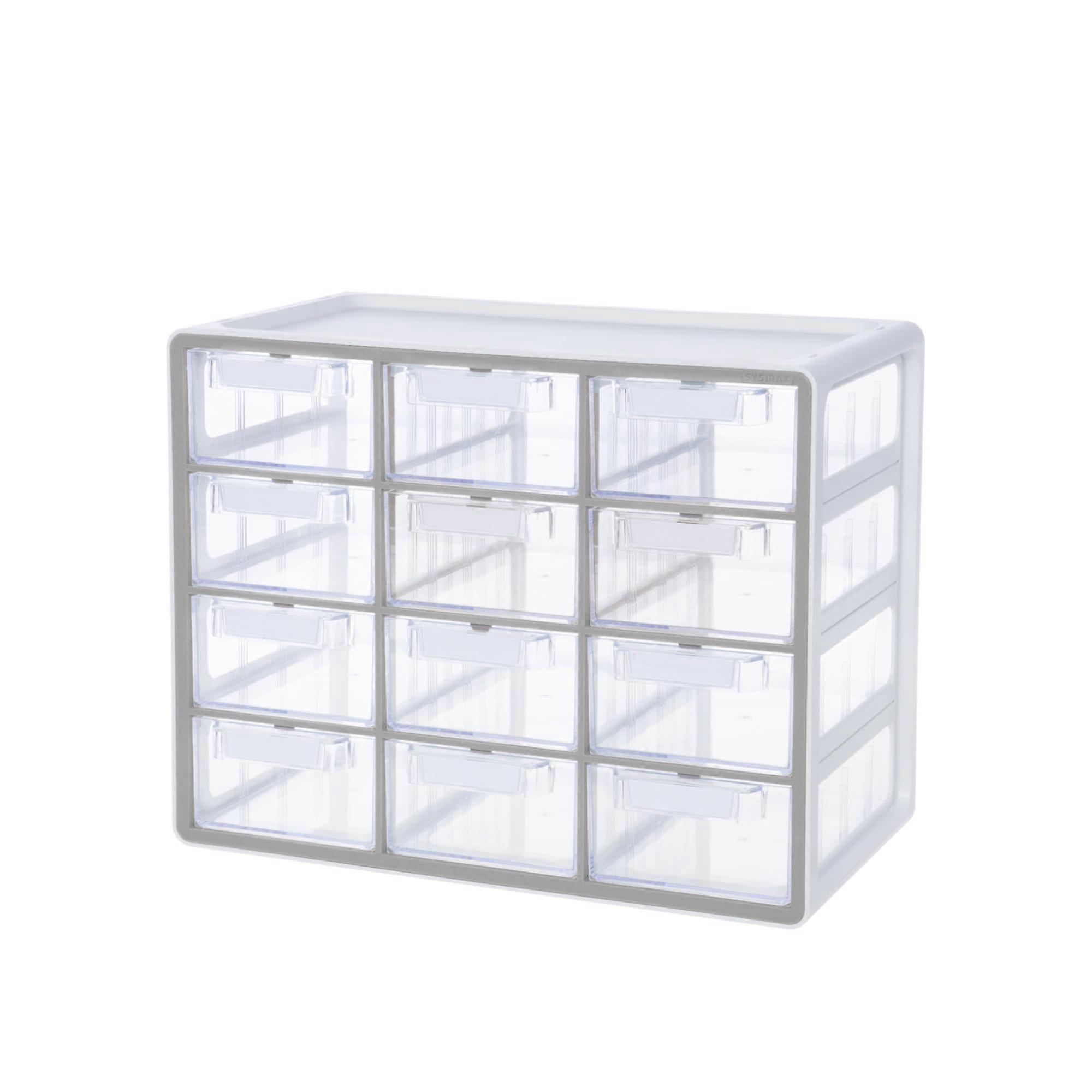 12Drawer Clear Stackable Drawer Organizer with Adjustable Dividers for Crafts, Office, Hardware