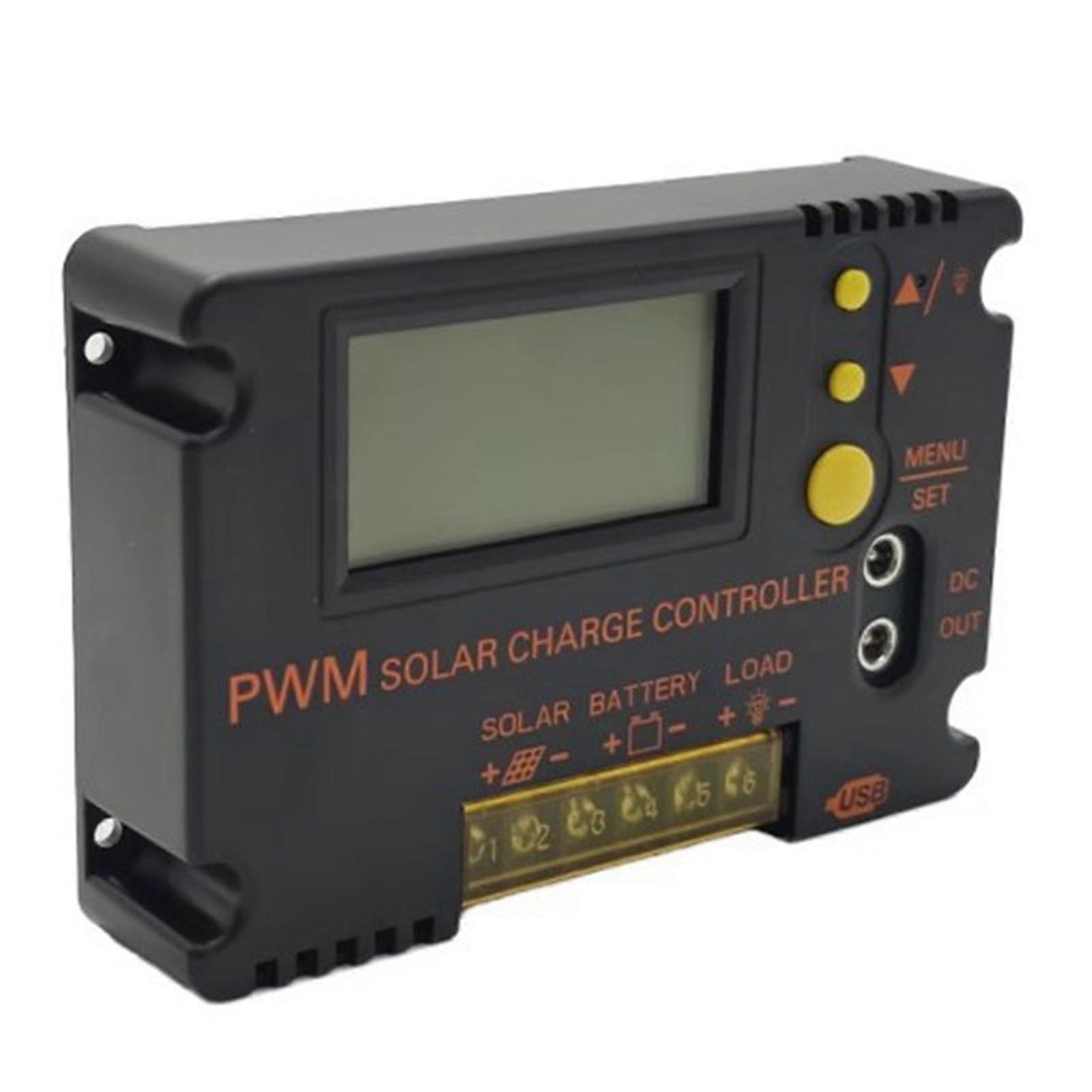 30A Solar Charge Controller with Dual USB, LCD Display, 12V/24V Solar Panel Battery Regulator