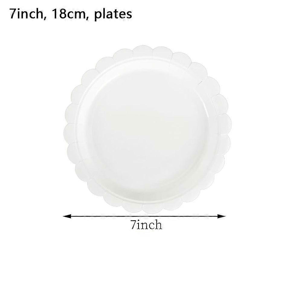 Solid White Lace Theme Birthday Decorations Disposable Tableware Paper Material Cups Napkins Plates Tablecloth