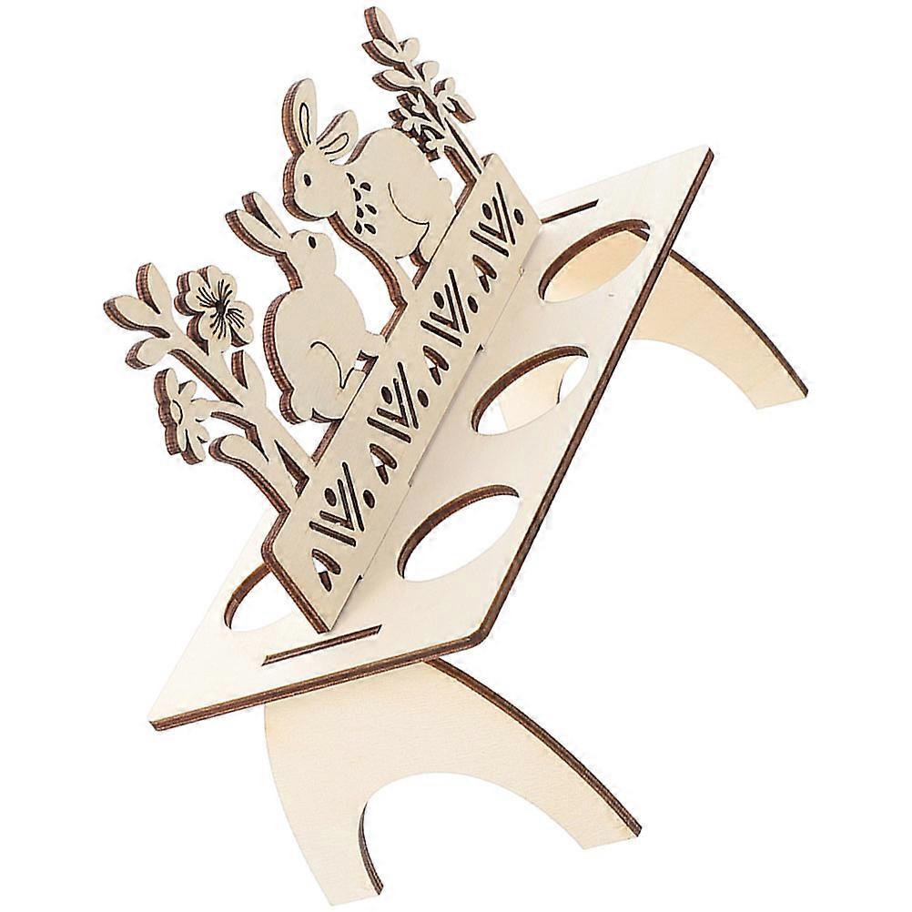 Khaki Easter Bunny Egg Holder for Storage Wooden Tabletop Display