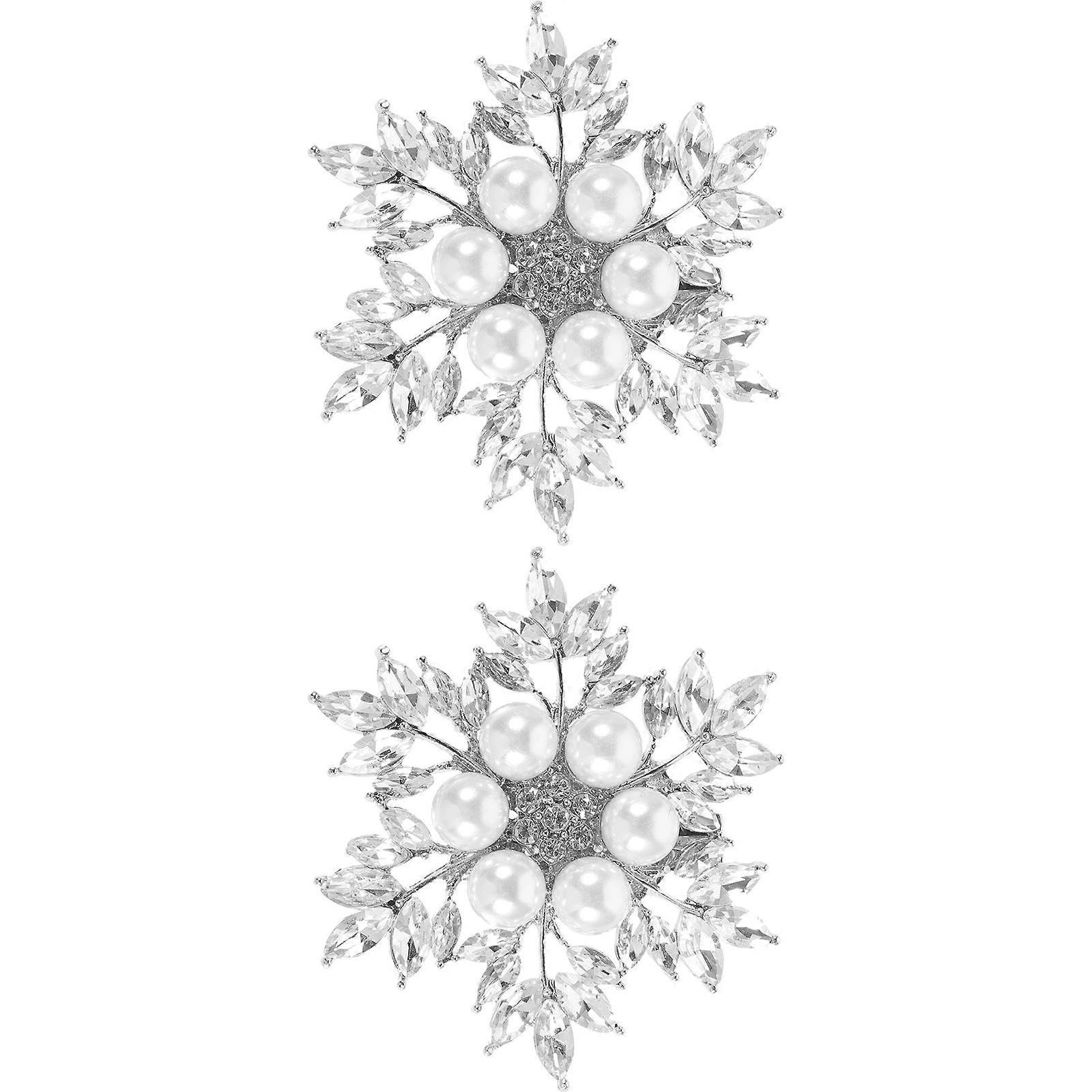 Silver Crystal Shoe Clips Decorative Buckles 2Pcs for Wedding Use