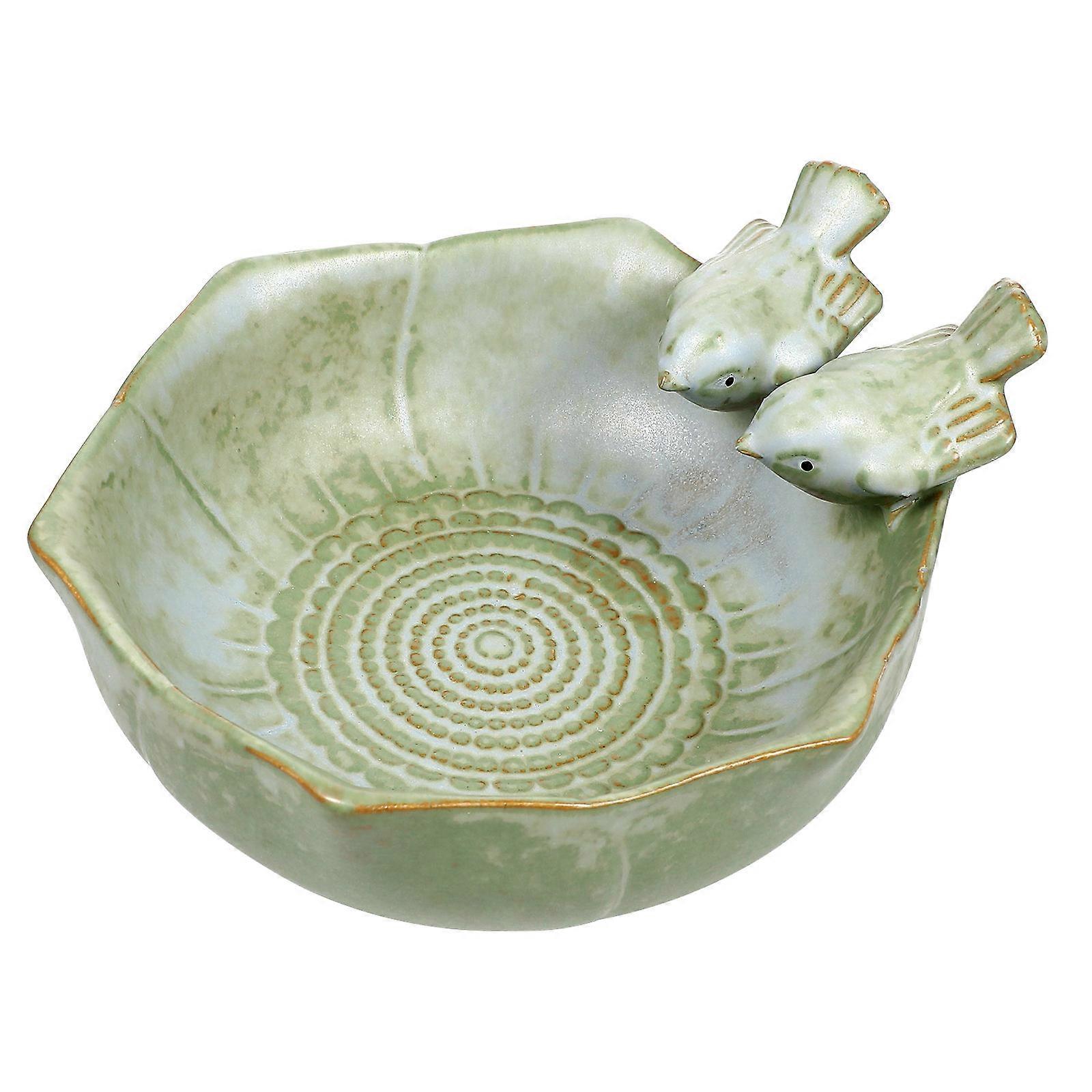 Ceramic Bird Feeding Bowl for Outdoor Bird Bath Use