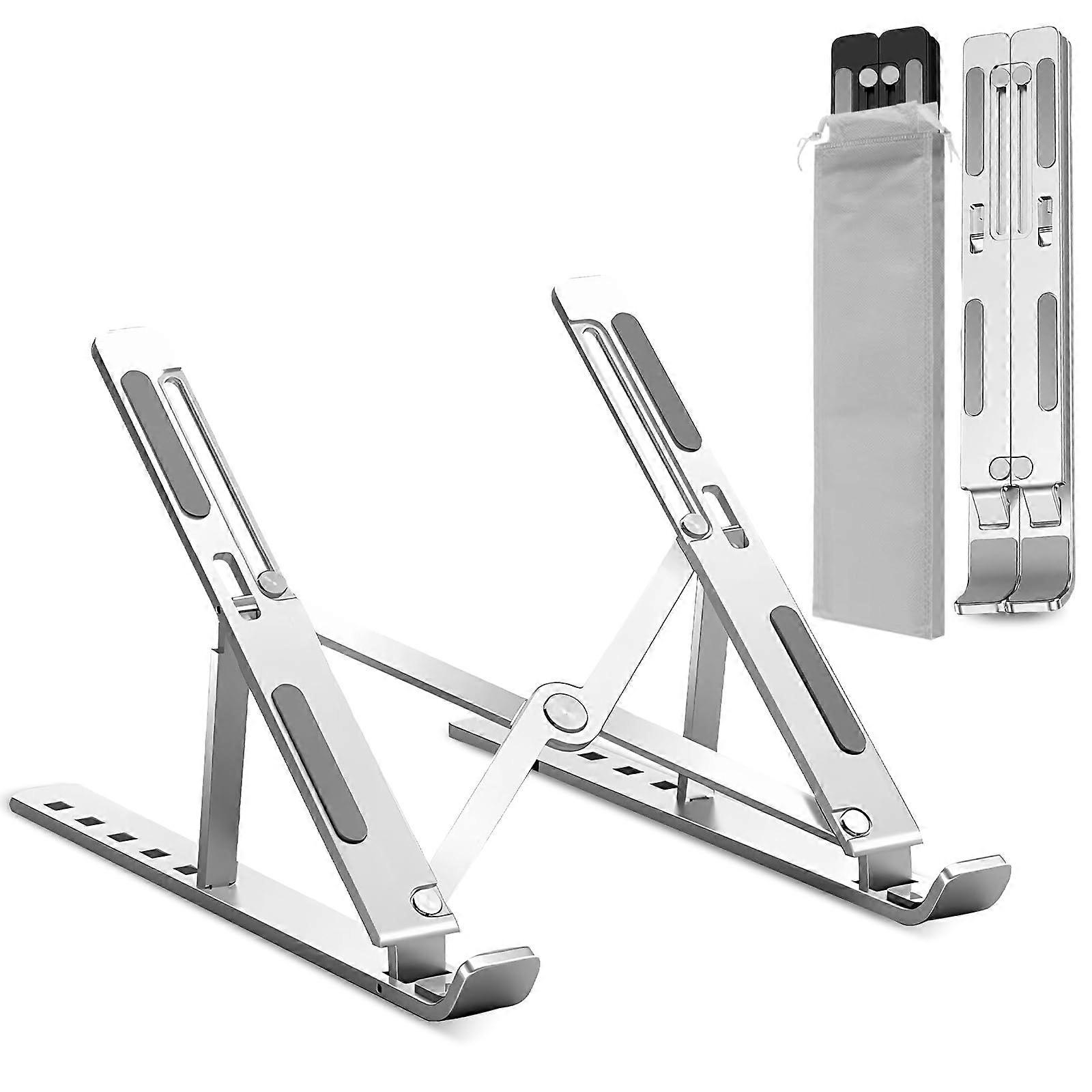 Adjustable Laptop Stand for Desk with MultiAngle Ergonomic Design, Foldable Cooling Riser for 1017 Inch Laptops and Tablets, Silver