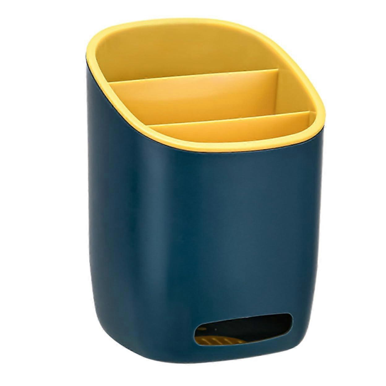 Kitchen Utensil Organizer Dark Blue Cutlery Storage Rack with Fast Draining SpaceSaving Design