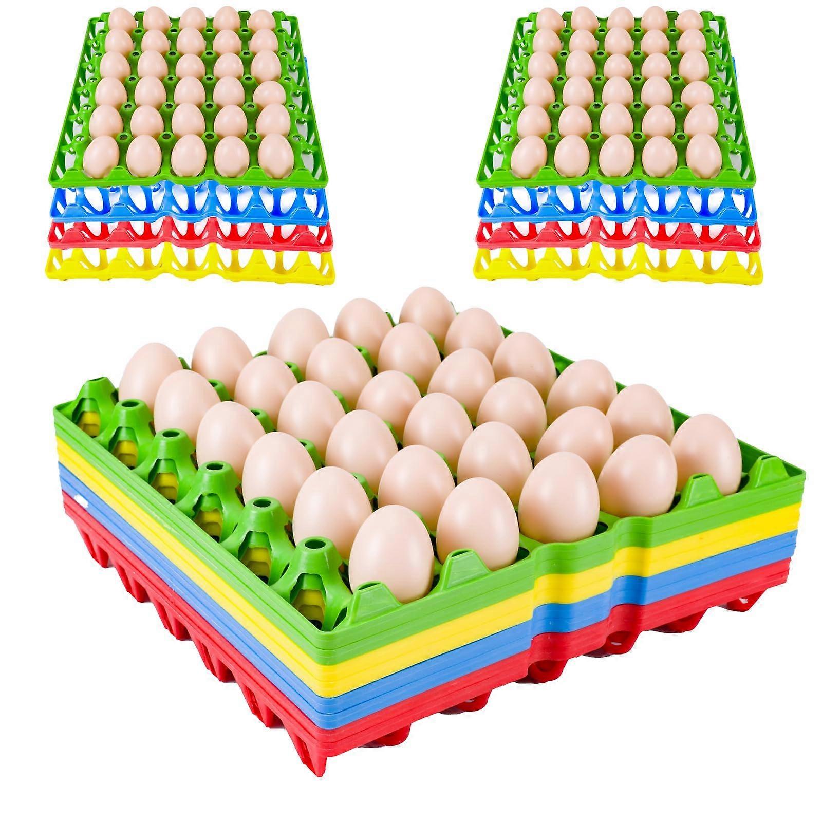 12 Pack Plastic Egg Trays 30 Cell Stackable Cartons for 360 Eggs Color Coded for Farmers