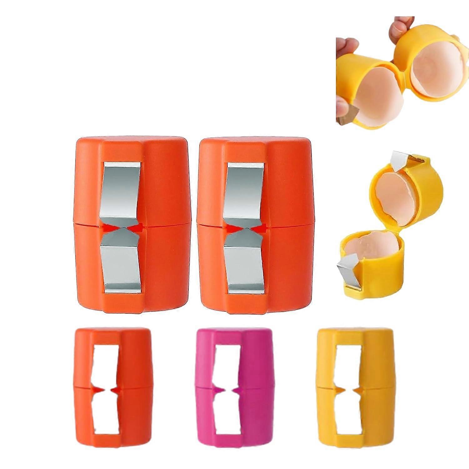 Stainless Steel Egg Cracker Tool with Ergonomic Grip for Raw Eggs, Easy Clean, Orange 2PC