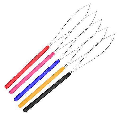 12pcs Micro Ring Hair Extension Loop Needle Tool with Easy Grip Plastic Handle for Salon Use