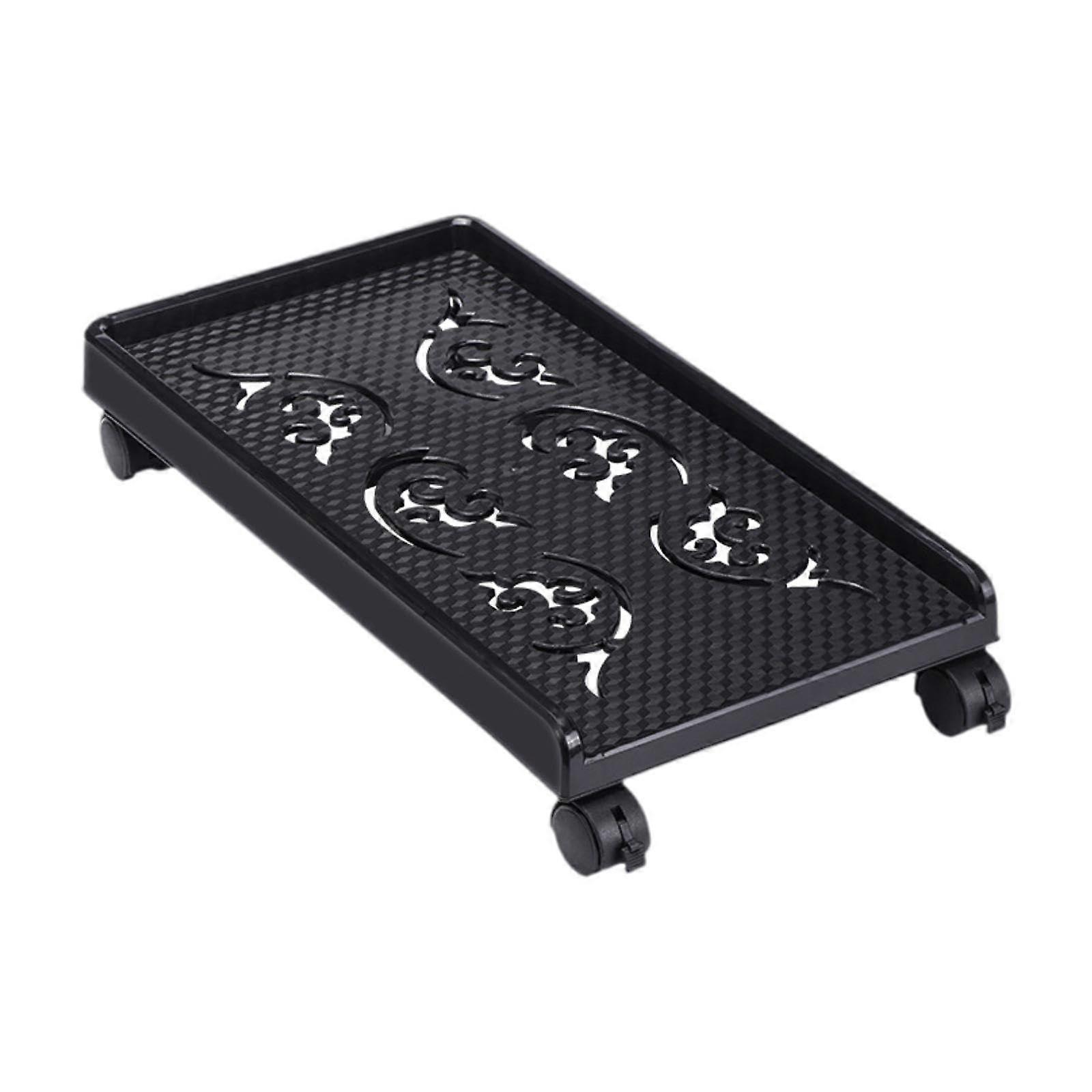 Computer Tower Stand with Wheels, Adjustable PC Tower Floor Stand with Lockable Swivel Casters, Black