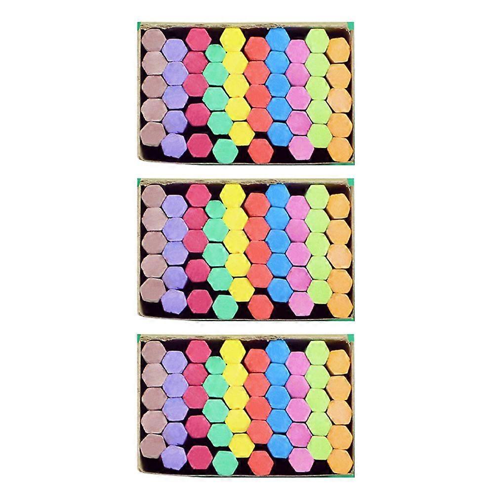 3 Boxes Dustless Colorful Chalks Hexagon Shape Chalks for Home School (Colorful)