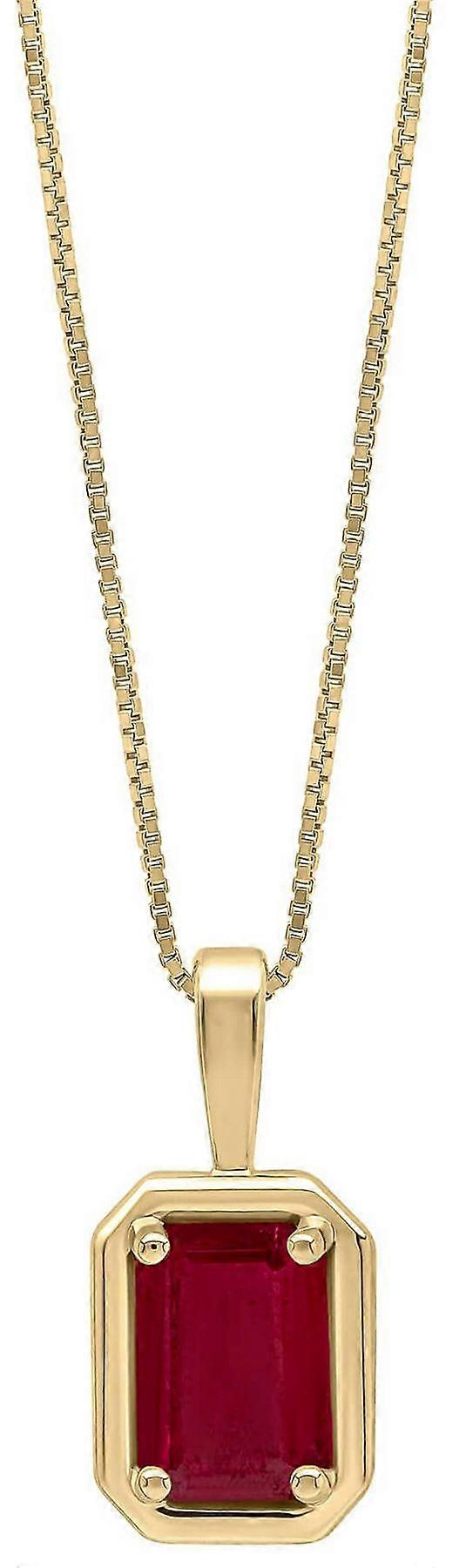 Elements Gold Chunky Border Ruby 9ct Gold Pendant - Gold/Red