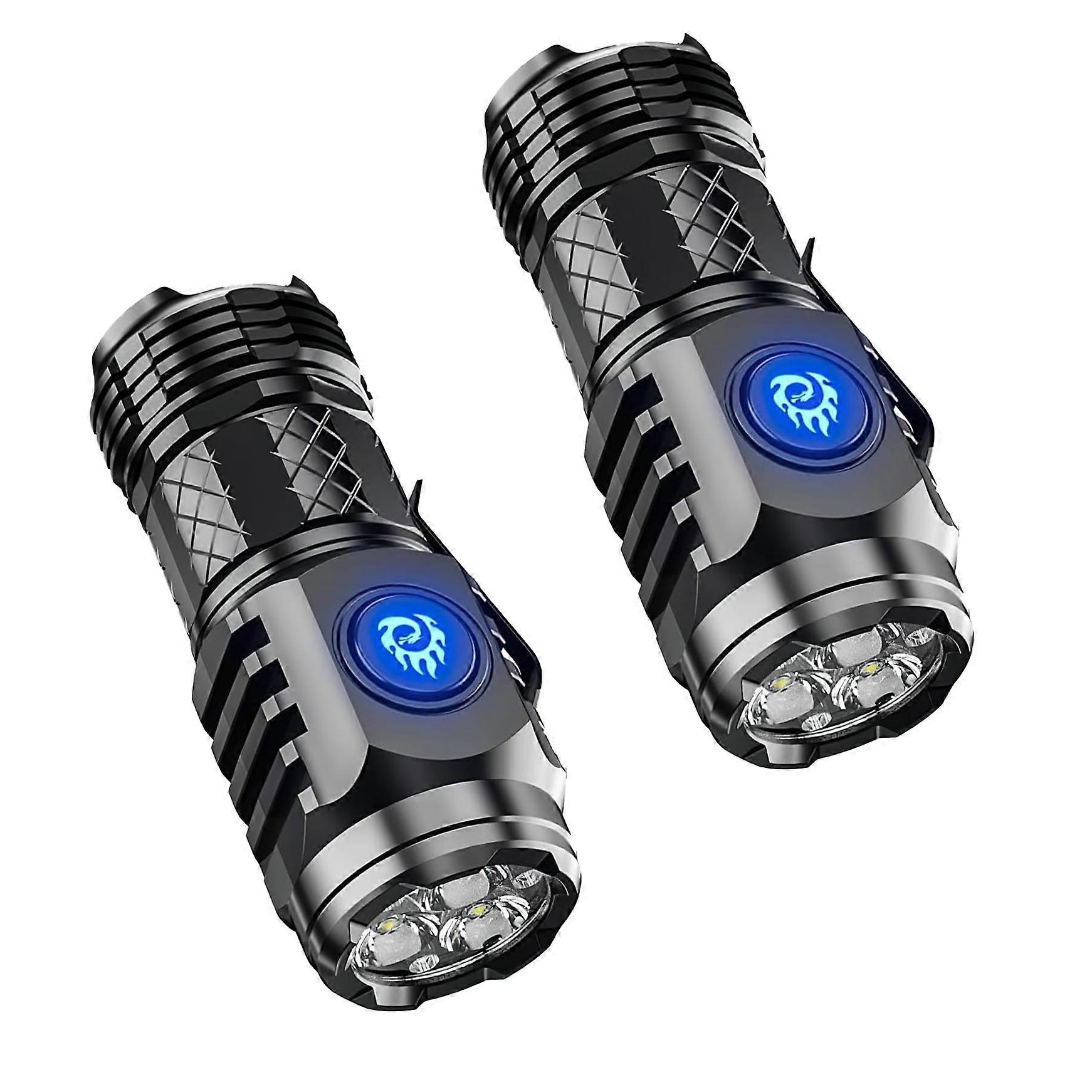 Two High-Power LED Flashlights, Mini Rechargeable LED Flashlights