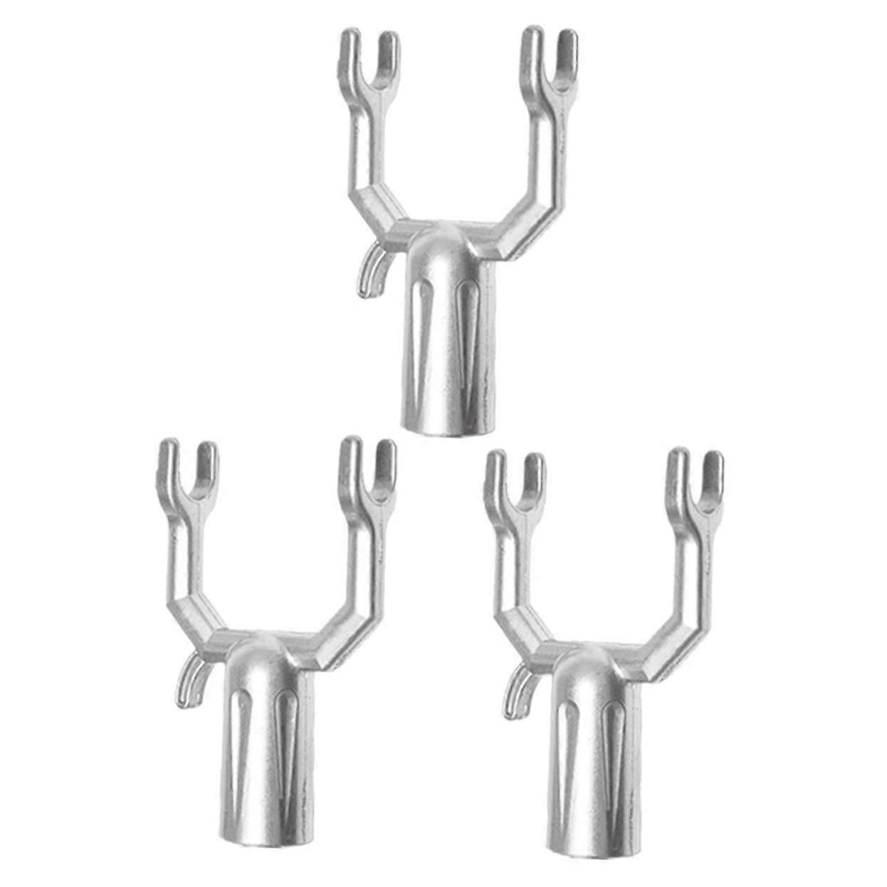 3pcs Stainless Steel Clothes Pole Fork Heads Replacement for Drying Rack Accessories Easy Install