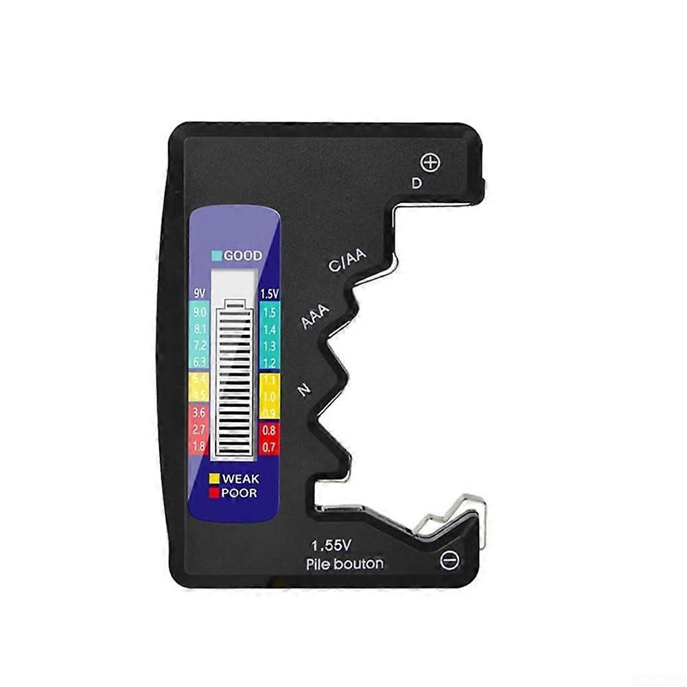 Battery Tester with EasyRead LCD Display for AA AAA C D 9V and Button Cell Batteries, Black