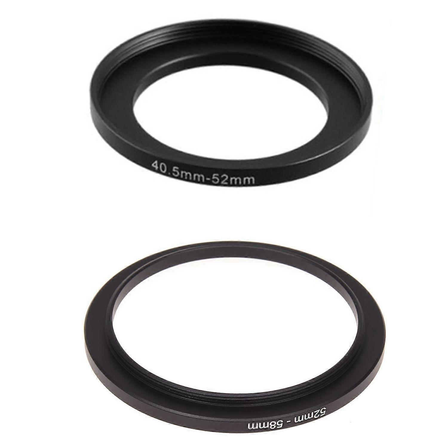 2 Pcs Replacement Metal Filter Step Up Ring Adapter for Camera 40.5mm-52mm & 52mm-58mm