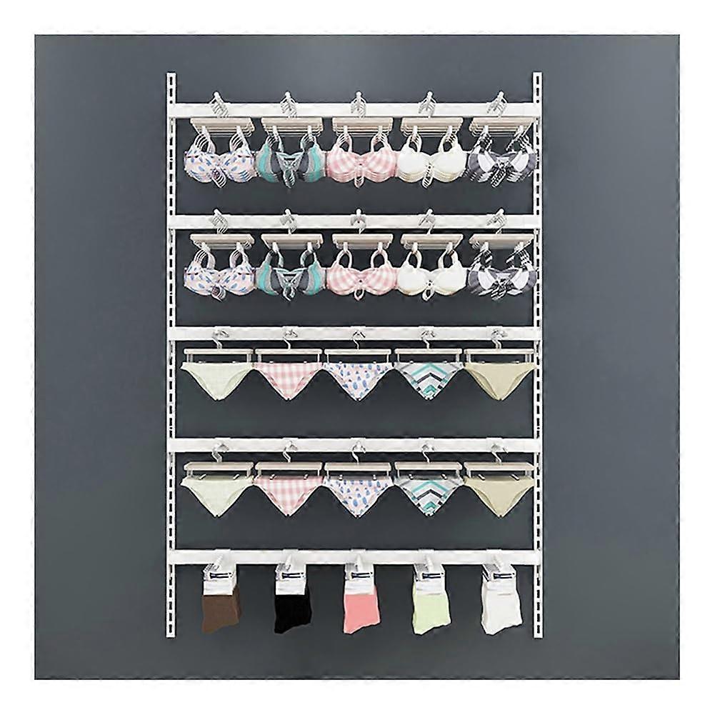 Wall Mounted Clothes Rack with Adjustable Tier Spacing, 5Layer White Metal Display Shelf 100x150cm