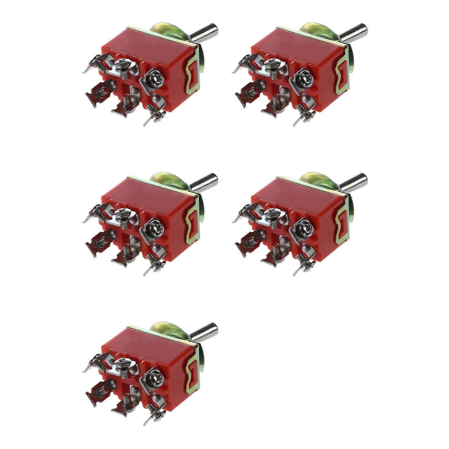 5X AC 250V 15A Latching 3 Way on-Off-on Single Pole Double Throw Toggle Switch Orange