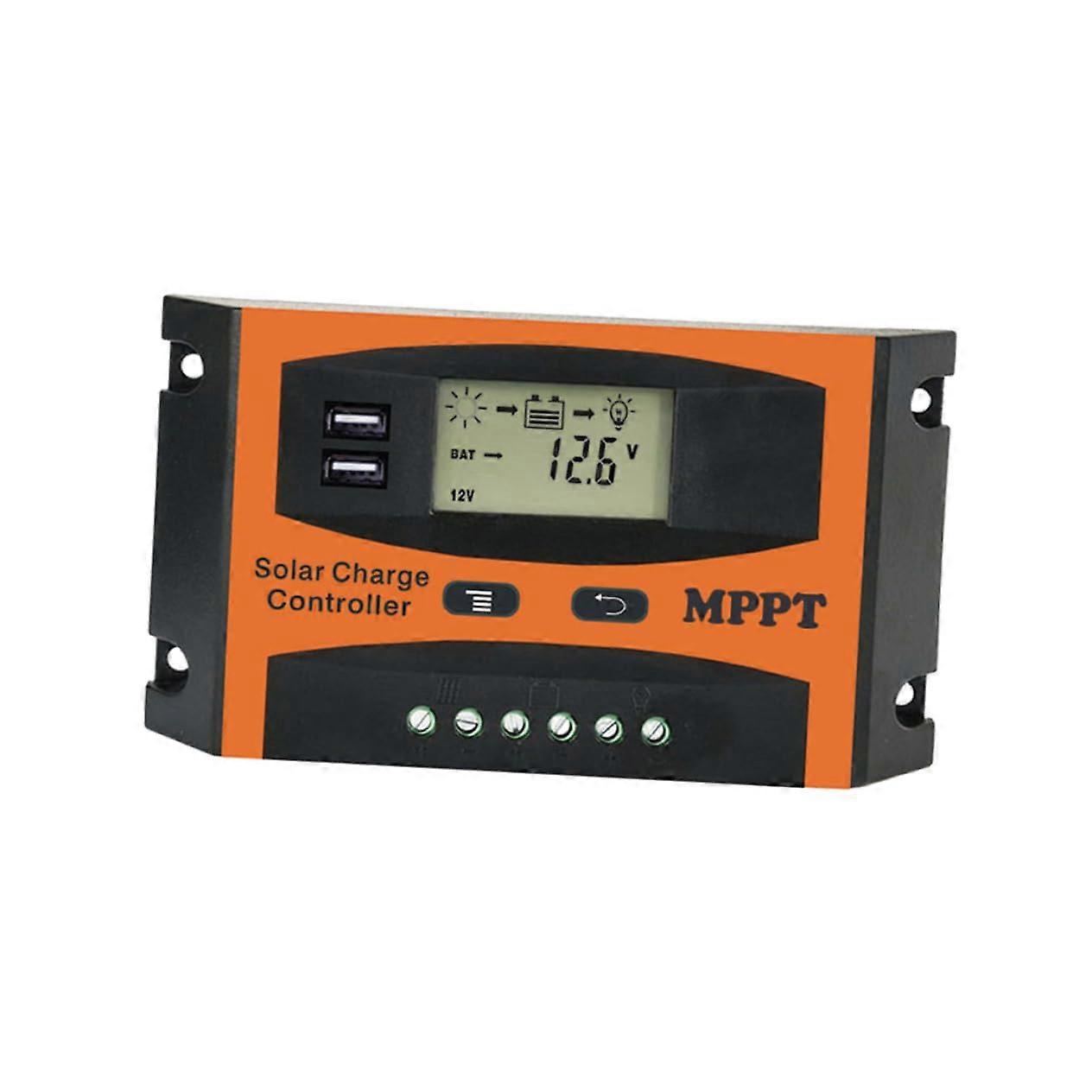 MPPT Solar Charge Controller with Dual USB, LCD Display, Timer, Overcharge Protection for RV and OffGrid Systems