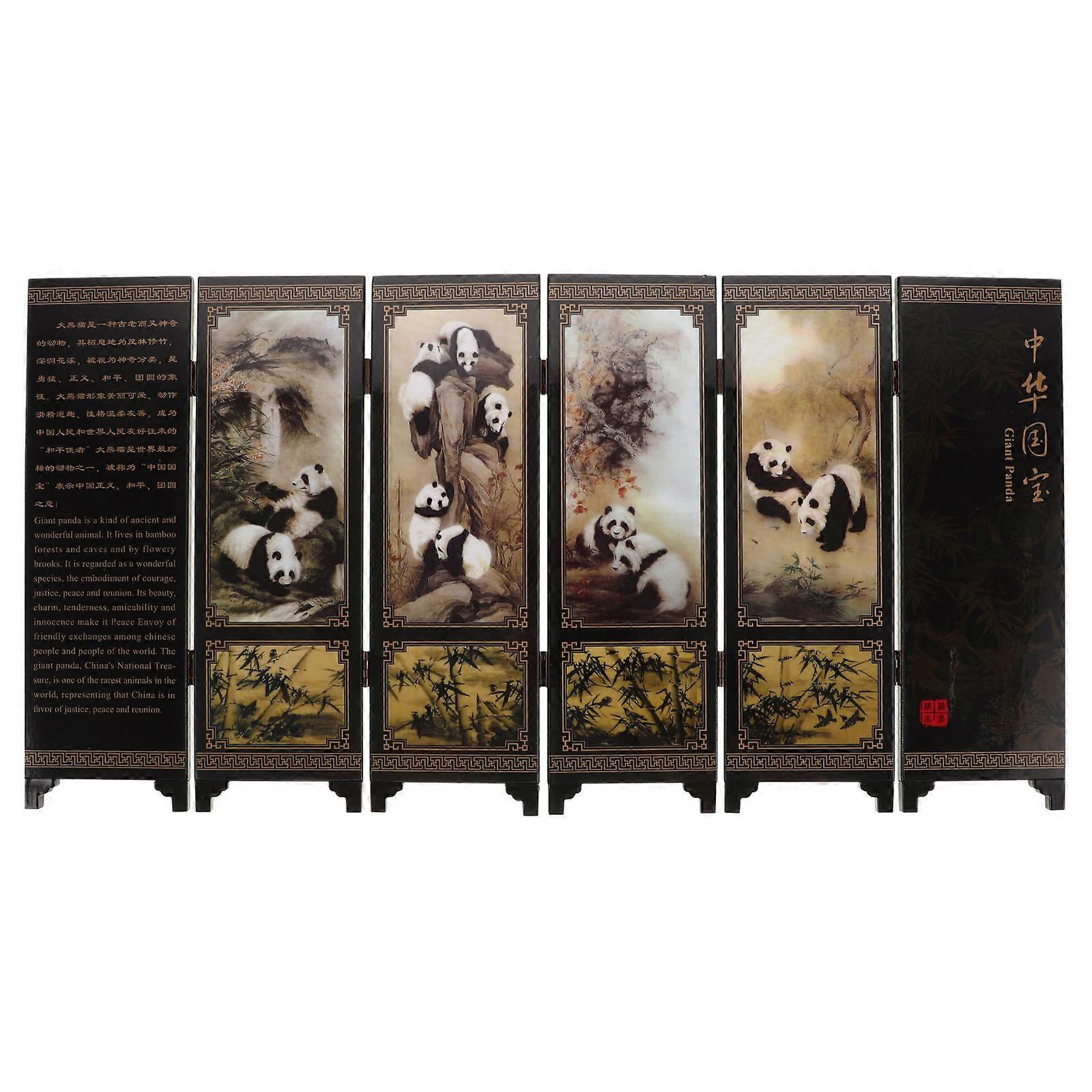 Chinese Panel Screen Solid Wood Folding Screen Table for Decoration 2Pcs