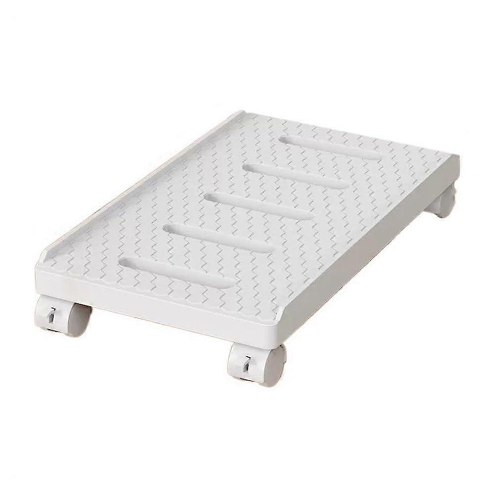 Computer Tower Stand with Lockable Wheels, Adjustable Rolling CPU Holder Cart for Home Office (White)