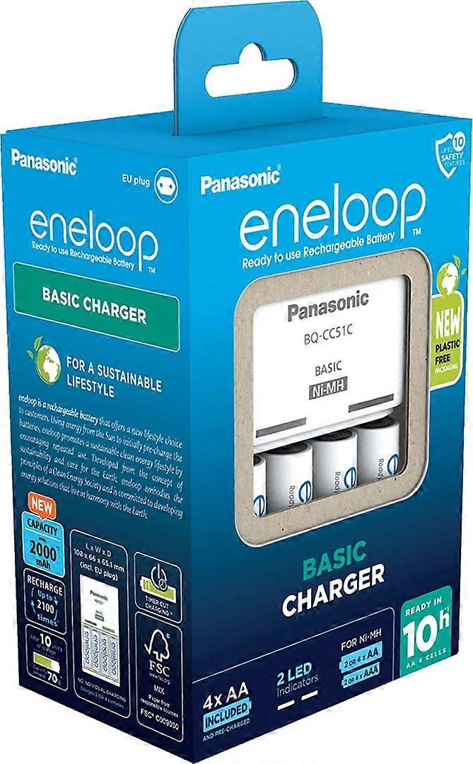 Acculader Panasonic Eneloop Basic Bq-cc51 + 4x Aa 2000 Mah (k-kj51mcd40e)
