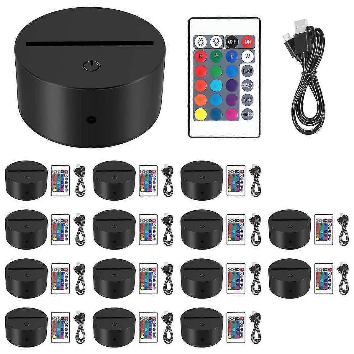 15 Sets 3D Night LED Light Remote Control USB Light Base for Acrylic