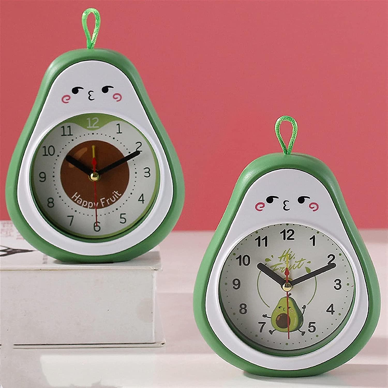Cartoon Fruit Alarm Clock Avocado Peach Alarm Clock Decorative Ornaments Desk Clock (Color : C)