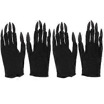2 Pairs Halloween Fingernails Gloves Scray Ghost Nail Gloves for Party