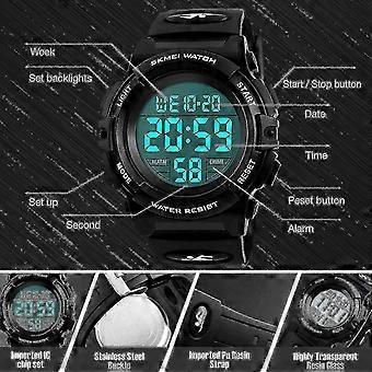 Reloj deportivo digital para niños y niñas, reloj electrónico analógico de cuarzo resistente al agua, casual, con 7 LED de colores -NN