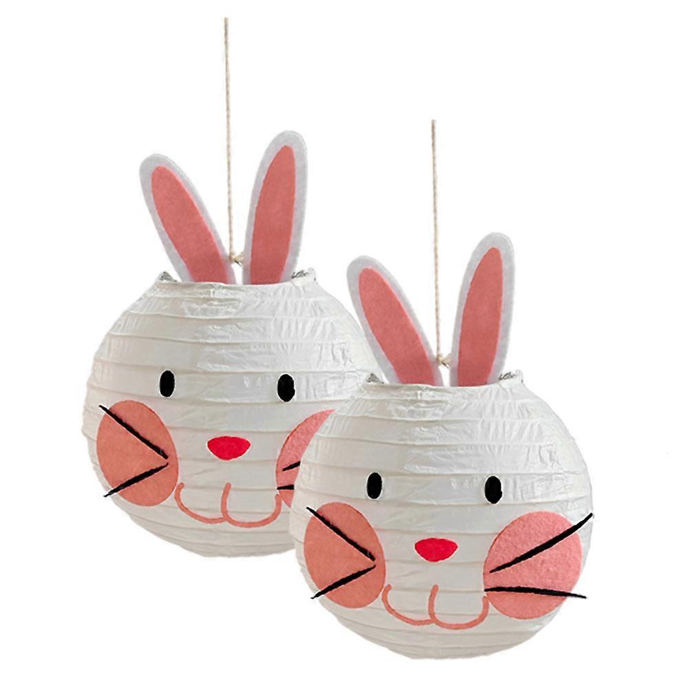 Easter Bunny Shape Lantern Hanging Decorative Paper Lanterns 2Pcs for Party