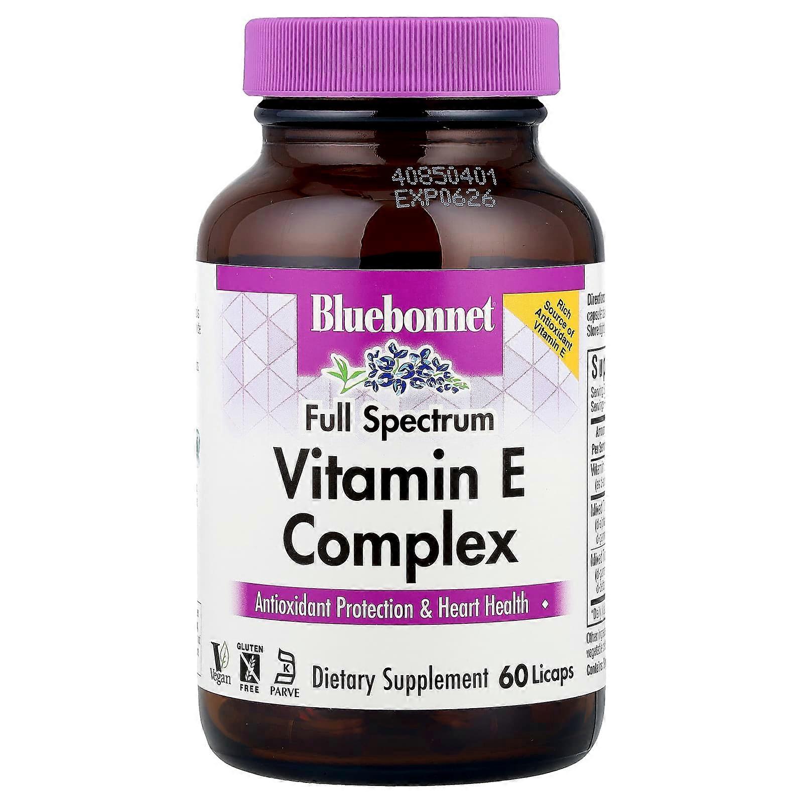 Bluebonnet Voeding, Vitamine E Complex, Volledig Spectrum, 60 Licaps