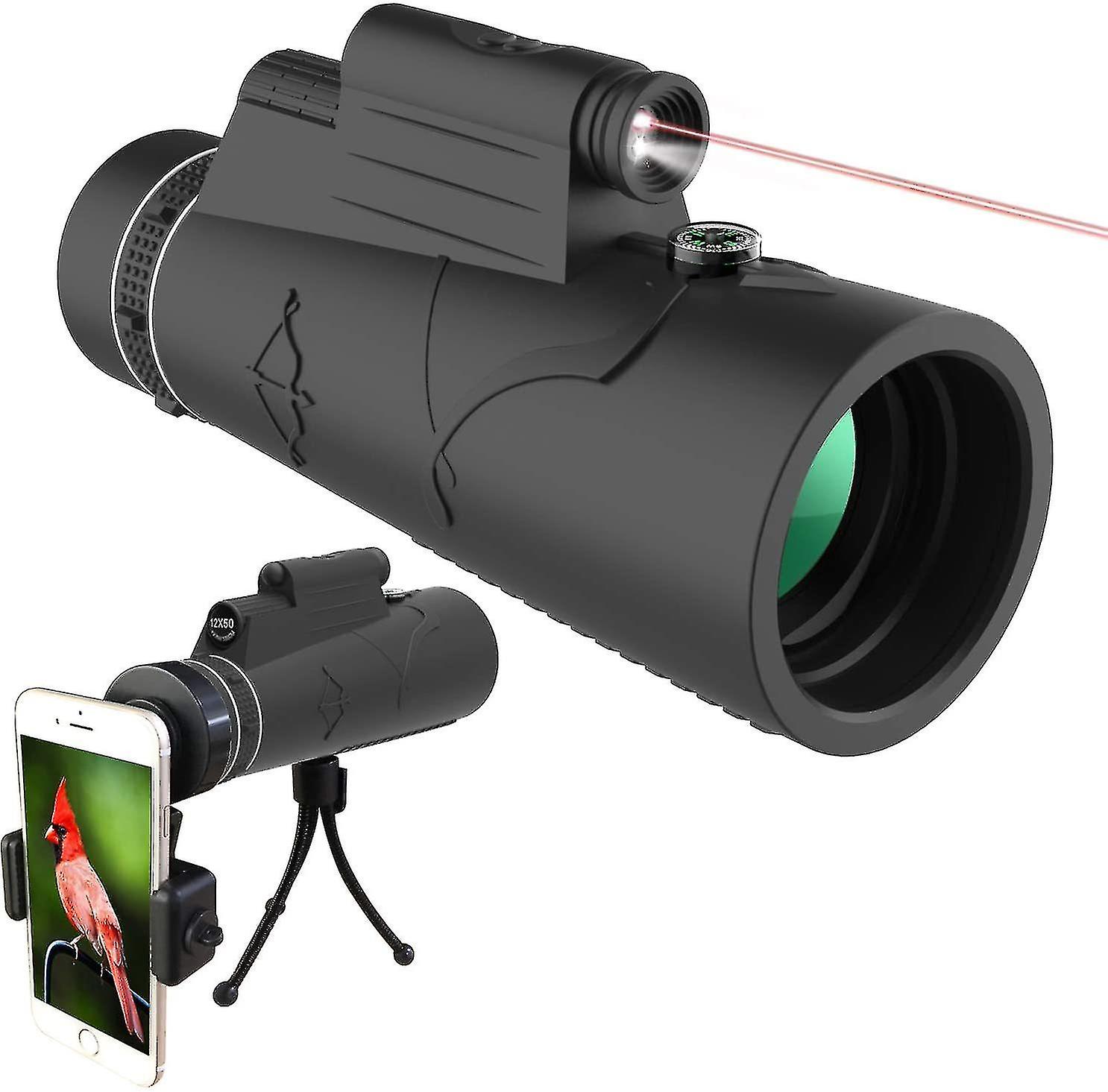 12x50 Monocular Telescope, Optical Prism Smartphone Monocular, Waterpr