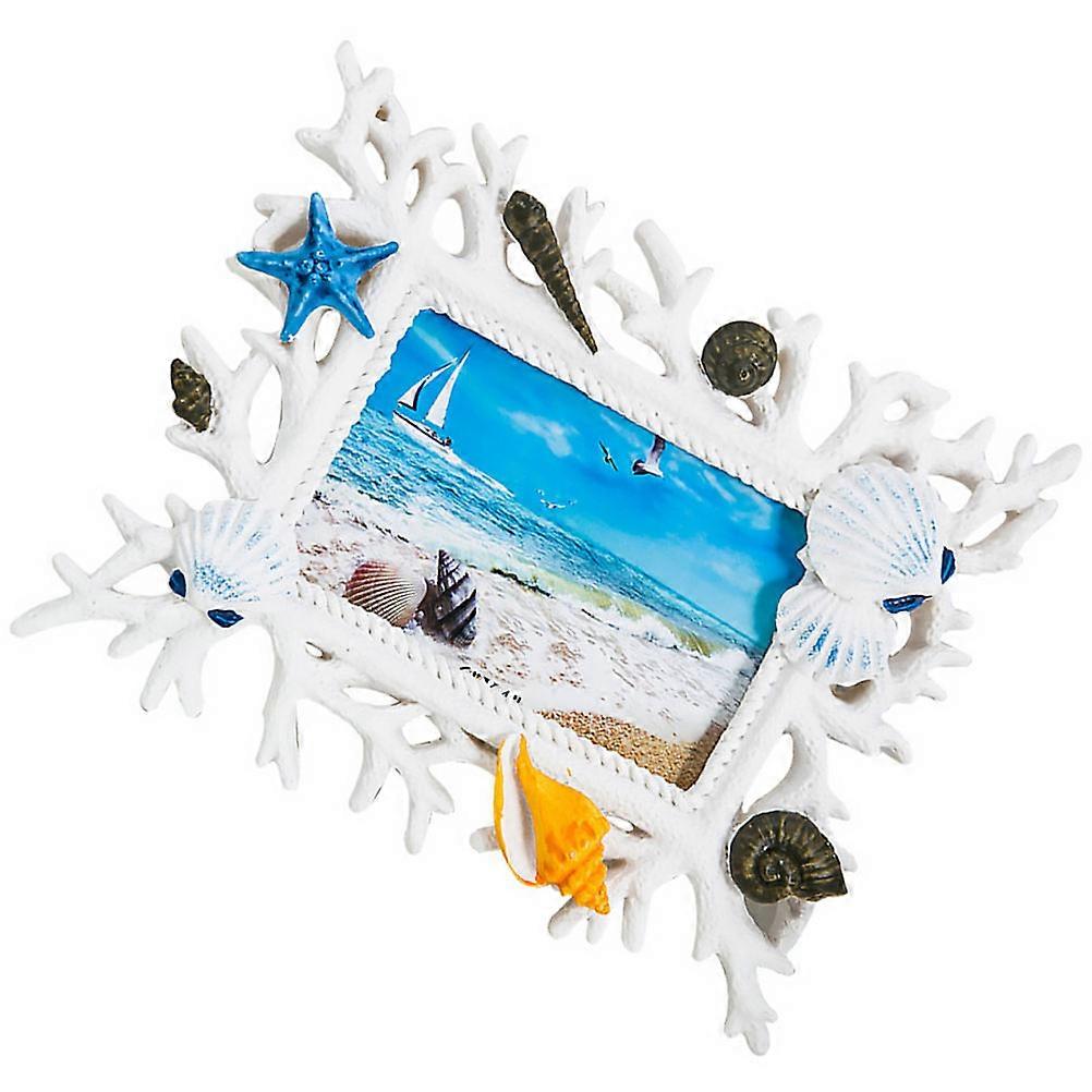Creative Picture Frame Resin for Desktop Use 4Pcs White Shell Pattern