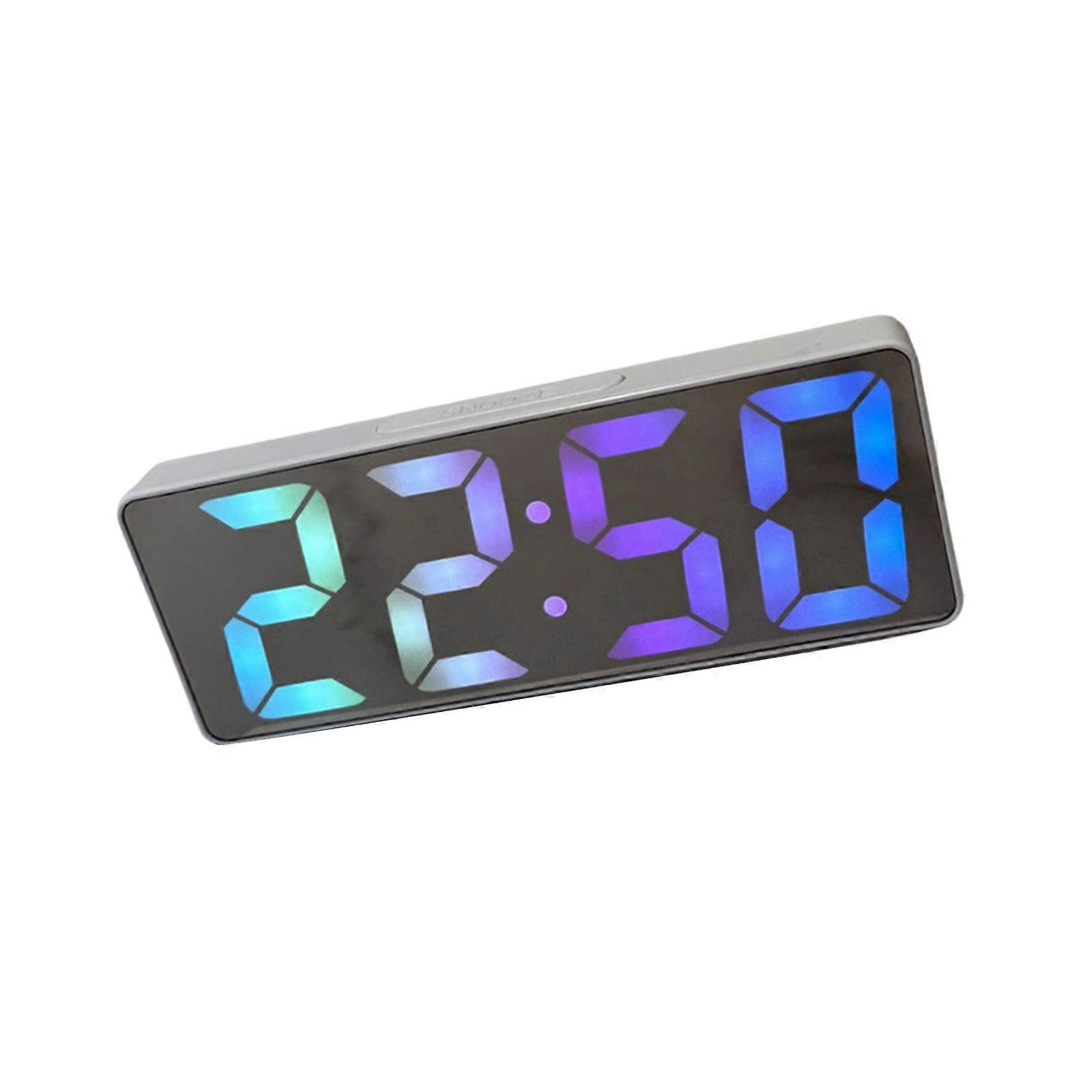 Modern LED Mirrored Clock Electronic Alarm Clock With Temperature Display And Duals Power Supply For Home Use Multicolor