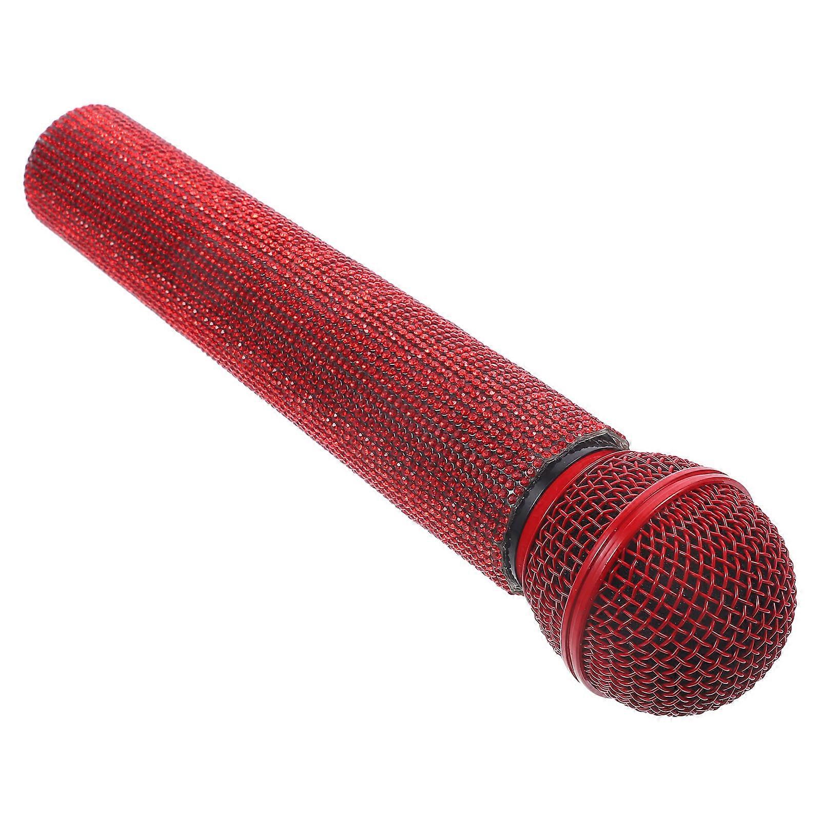 Red Alloy Microphone Prop Simulation Microphone for Stage Performance